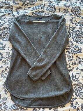 Eileen Fisher Dark Gray Scoop Neck Knit Sweater